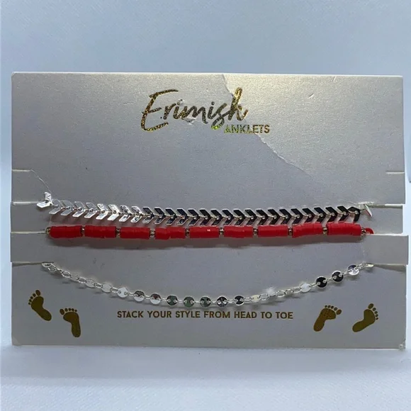 Erimish 3 PCs Anklets - NIB - Picture 1 of 4